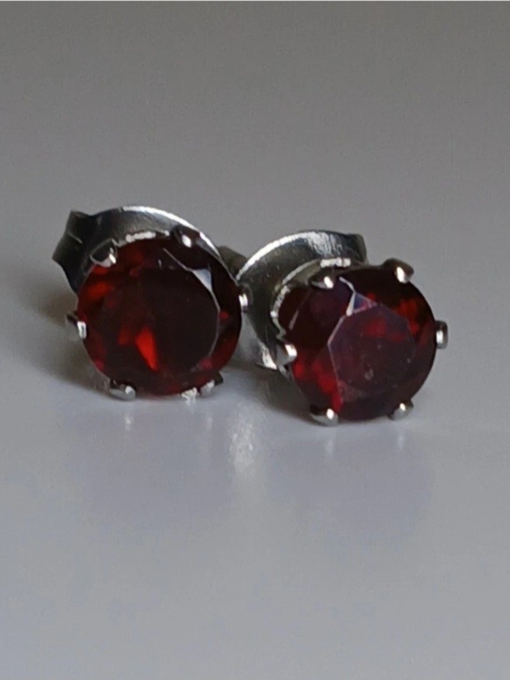 Genuine Garnet Stud Earrings